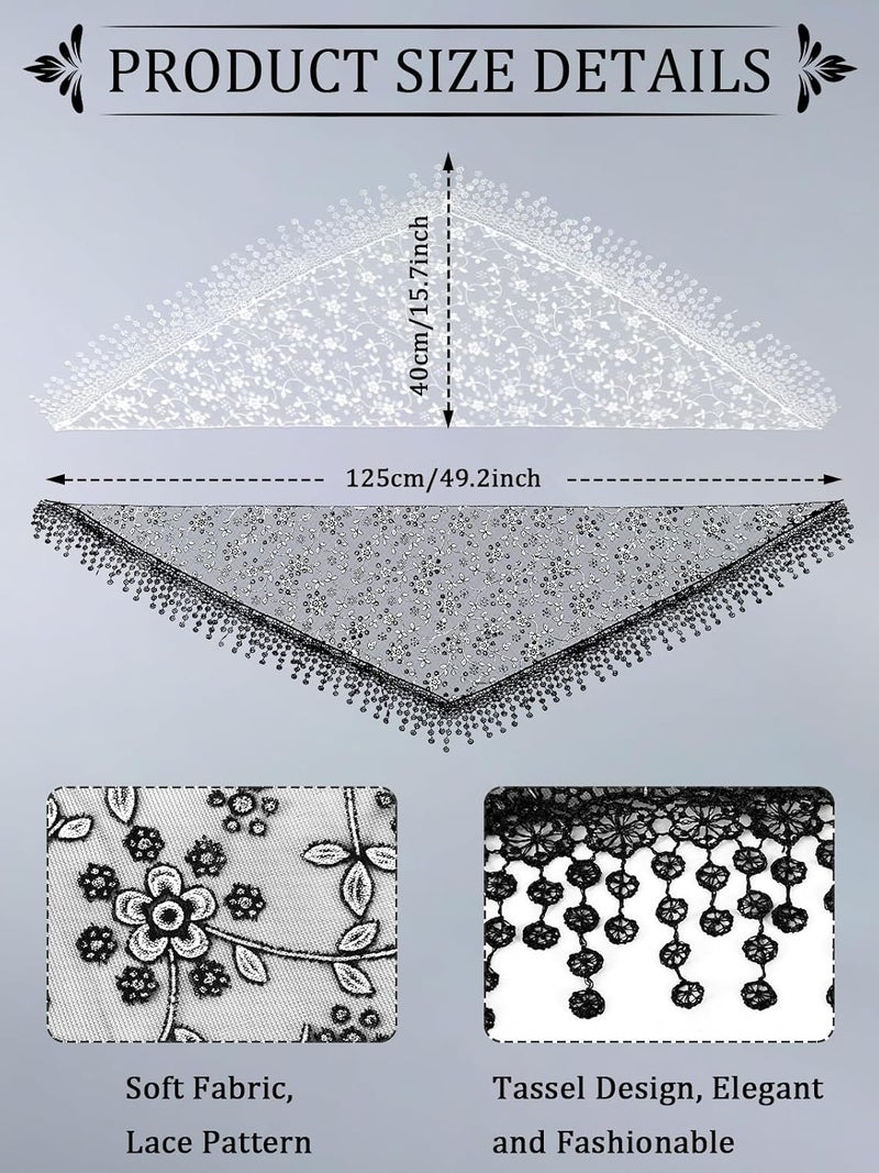BOARDFEB 2 Pcs Mass Veil Triangle Mantilla Cathedral Head Covering Chapel Veil Latin Scarf Latin Mass Head Covering Veils - Image 3